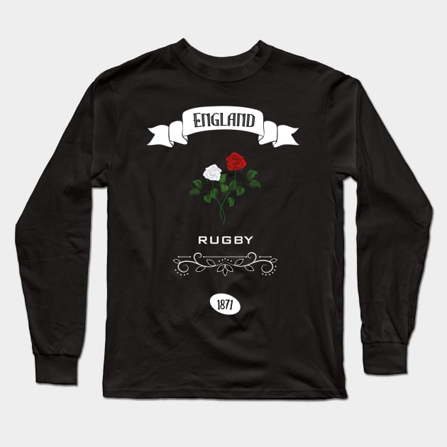 England rugby design Long Sleeve T-Shirt by Cherubic